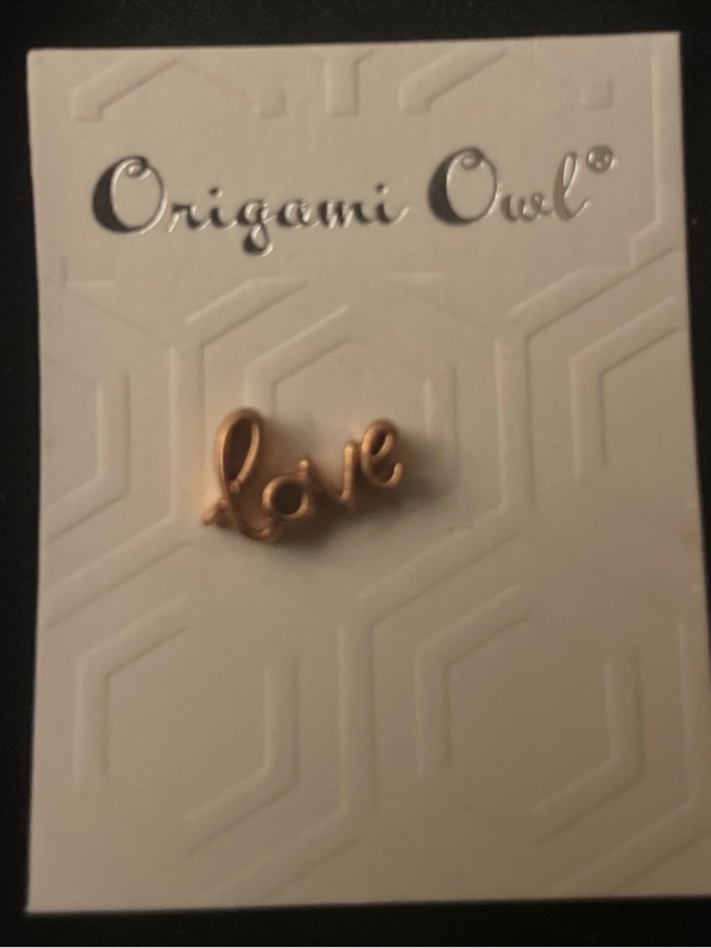 Origami Owl Rose Gold 'Love' Script Stud Earring
